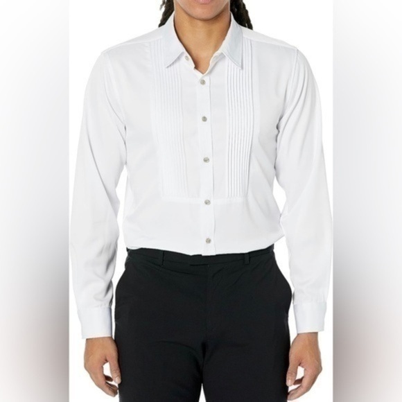 NWT ZEROYAA Mens Slim Fit Long Sleeve Tuxedo Dress Shirts/Prom Shirt sz XL - Picture 1 of 6